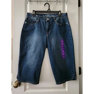 Gloria Vanderbilt Womens Slimming Skimmer Length Mid-Rise Capri Stretch‎ Blue 14